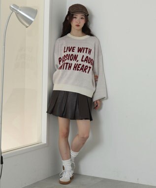 WEGO レタリングニットプルオーバー オフホワイト