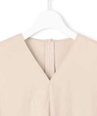 23区 L 【接触冷感/撥水加工/洗える】ストレッチブロード Vネックワンピース ベージュ系