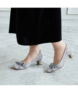 Riz raffinee <Riz raffinee>【3E】グログランリボンパンプス グレーメタリック