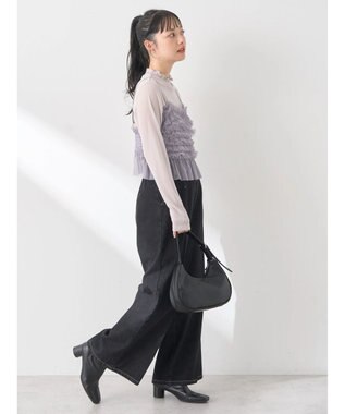 earth music&ecology フロントジップデニムパンツ Black