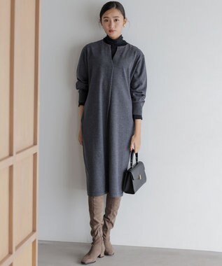 組曲 L キーネックニット ワンピース グレー系