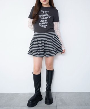 WEGO 【ウエストゴム】スウェットフリルスカパン 柄3