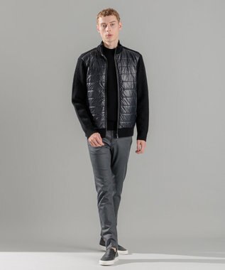 JOSEPH HOMME ニットブロックシルキーサテン　ニットブルゾン ブラック系