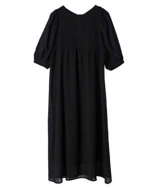 earth music&ecology 膨れジャガードパフ袖ワンピース Black