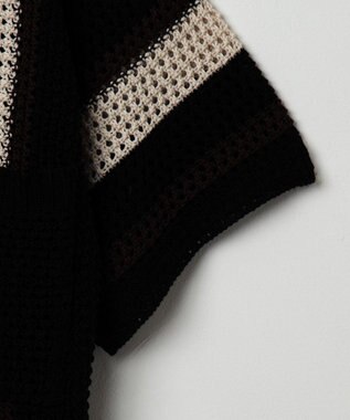 WEGO メッシュストライプニットカーディガン（SS） ブラック