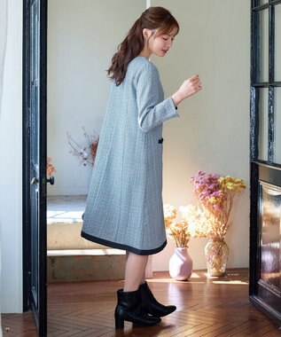 Tiaclasse ツイードAラインワンピース サックス