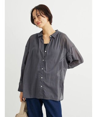 Green Parks インド綿　柔らかボイルシャツ Black