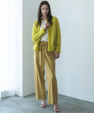 自由区 【カトリエムブーケ】Tweed melange フリンジジャケット イエロー系