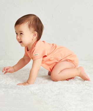 MIKI HOUSE HOT BISCUITS 【70-80cm】【Everyday Series】ワンポイント 半袖ボディシャツ オレンジ