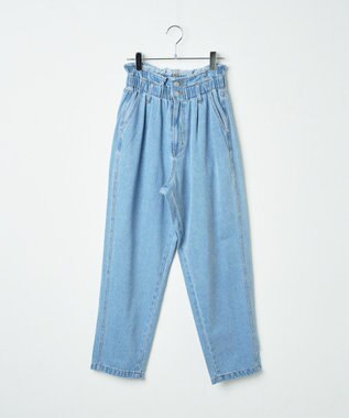 WEGO 【ウエストゴム】ウエストフリルデニムマムパンツ デニム淡色