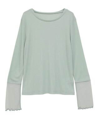 earth music&ecology シアースリーブプルオーバー Light Green