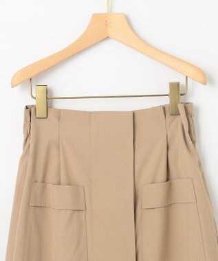 組曲 【ベルト付】リネン混オックスストレッチ キュロットパンツ ベージュ系