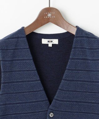 JOSEPH ABBOUD 【洗える/ソフトな肌触り/軽い】シェニールヤーンジャカードニット ベスト ダルブルー系