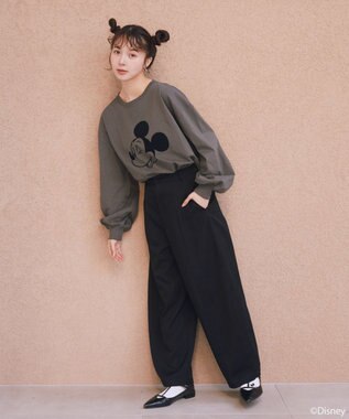 earth music&ecology 【予約】Disney/アソート刺繍入り靴下 チャコールグレー