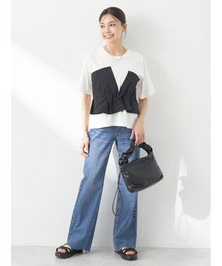 earth music&ecology ビスチェドッキングプルオーバー White×Black