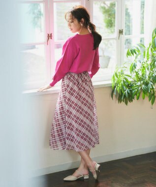 Feroux 【洗える】パールポイントパフスリーブ ニット パープル系