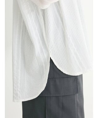 Green Parks インド綿 シアサッカーシャツ Off White