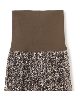 BEIGE， 【洗える】ALYSSUME / スパンコールストレッチニットスカート Khaki