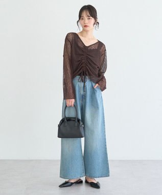 earth music&ecology フロントドロストシアープルオーバー Brown