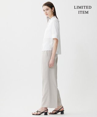 ICB L 【WEB限定・接触冷感・速乾・洗える】シルキーツイル 半袖クロップドシャツ オフホワイト系