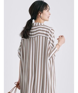 AMERICAN HOLIC 楊柳Ｗポケット開襟ワンピース Stripe