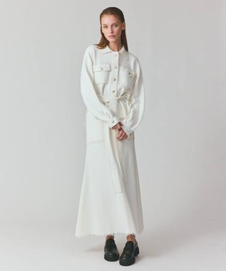 GRACE CONTINENTAL ミラノリブロングスカート ホワイト