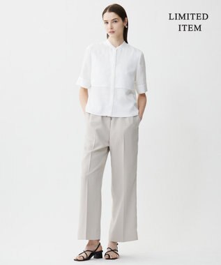 ICB L 【WEB限定・接触冷感・速乾・洗える】シルキーツイル 半袖クロップドシャツ オフホワイト系