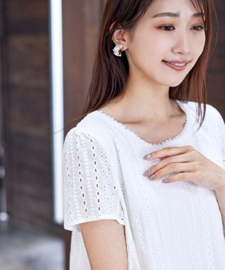 Tiaclasse 【洗える】カットレースチュニックブラウス オフホワイト