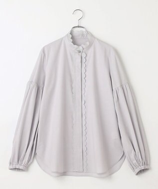 #Newans 【洗える】シアースカラップデザインブラウス ライトグレー