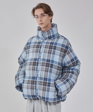 WEGO 【ユニセックス着用ITEM/MLサイズ展開】チェックパファーブルゾン ブルーチェック1