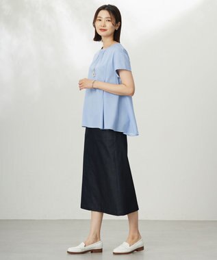 J.PRESS LADIES 【WEB限定・洗える】ストライプジャージー フレア カットソー 【WEB限定】サックスストライプ系