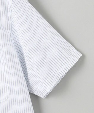 GOTAIRIKU 春夏向け【形態安定】SUMMERPREMIUMPLEATS_スナップダウンカラー 半袖ドレスシャツ(25年モデル) 白地×ネイビーストライプ