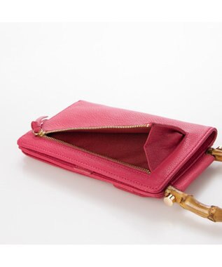 UNBILLION perche バンブーハンドルゴートモバイルウォレットショルダー ピンク