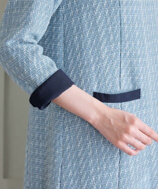 Tiaclasse ツイードAラインワンピース サックス