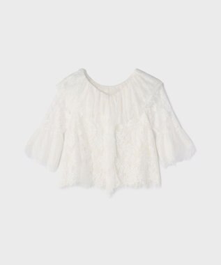 GRACE CONTINENTAL レースコンビフリルブラウス ホワイト