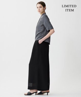 ICB L 【WEB限定・接触冷感・速乾・洗える】シルキーツイル 半袖クロップドシャツ チャコール系