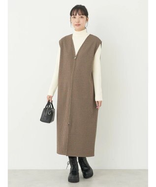 earth music&ecology 圧縮ニットＺＩＰジャンスカ Gunclub Check