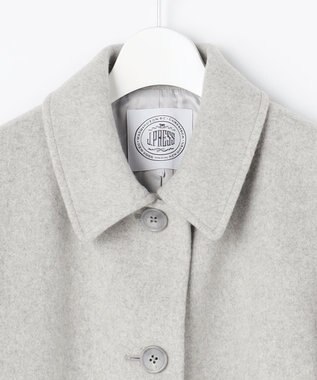 J.PRESS LADIES S ショートビーバー ロング丈 ステンカラー コート トップグレー系