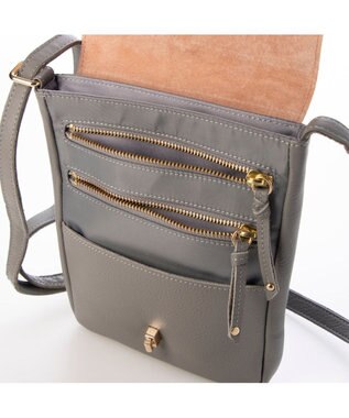 UNBILLION ペルケ perche / 7ポケットレザーポシェット ダークグレー