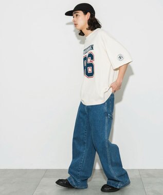 WEGO 【ユニセックス着用ITEM/手洗い可/MLサイズ】フットボールBIG　T（S） オフホワイト