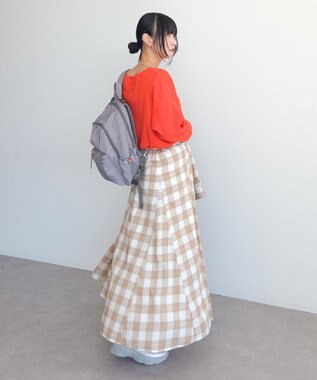 Green Parks イージーケアチェックボリュームスカート Beige