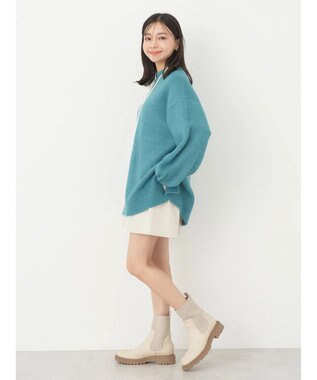 earth music&ecology ＦＬＵＦＦＹハイネックチュニック Blue Green