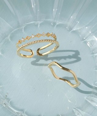 Phoebe フェミニンプレイスドビジューセットリング　ゴールド ゴールド