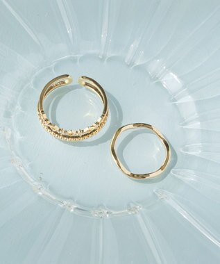 Phoebe フェミニンプレイスドビジューセットリング　ゴールド ゴールド