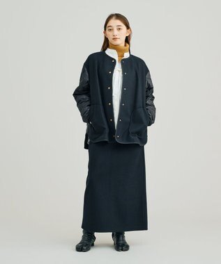 J.PRESS YORK STREET 【WOMEN】キルト×ジャージ ブルゾン ブラック系