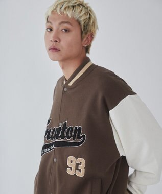 WEGO 【ユニセックス着用ITEM/MLサイズ展開】サガラワッペンスウェットスタジャン ブラウン