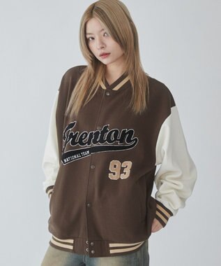 WEGO 【ユニセックス着用ITEM/MLサイズ展開】サガラワッペンスウェットスタジャン ブラウン