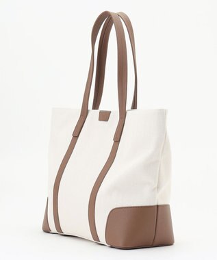 JOSEPH ABBOUD 【軽量/バッグINバッグ付き】ヘリンボンキャンバス トートバッグ アイボリー系