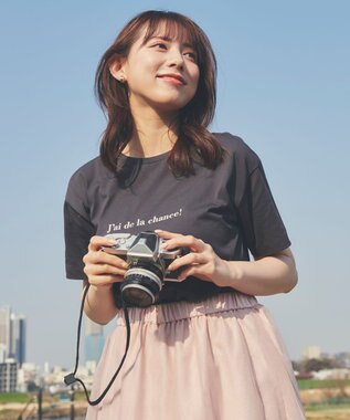 ロゴプリント Tシャツ, グレー系, F