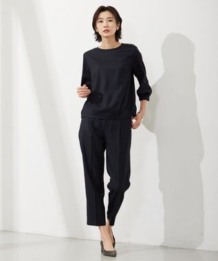 J.PRESS LADIES S 【セットアップ対応・洗える・UVケア・速乾】OXIJEWELストレッチ ブラウス ネイビー系